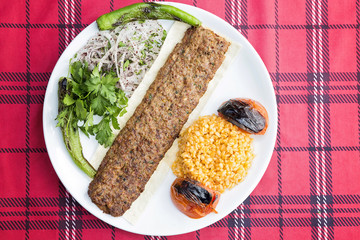 Turkish kebab served on plate