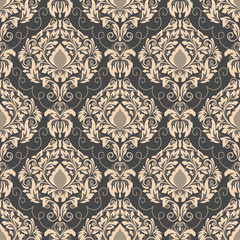 Vector damask seamless pattern background. Classical luxury old fashioned damask ornament, royal victorian seamless texture for wallpapers, textile, wrapping. Exquisite floral baroque template.