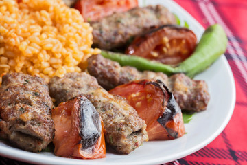 Turkish kebab served on plate