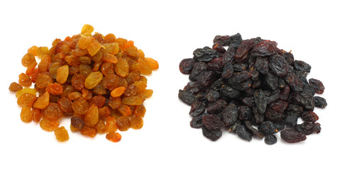 Organic dried Raisins isolated on white background