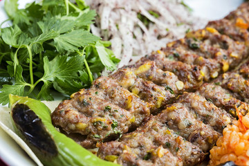 Turkish kebab served on plate