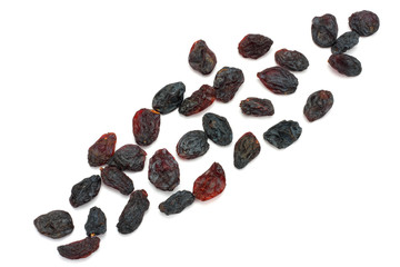 Organic dried Raisins isolated on white background