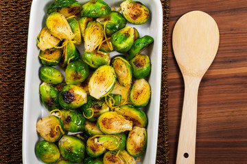 Brussels Sprouts Cabbage With Lemon. Selective focus.
