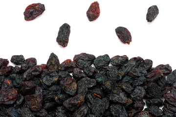 Organic dried Raisins isolated on white background