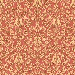 Vector damask seamless pattern background. Classical luxury old fashioned damask ornament, royal victorian seamless texture for wallpapers, textile, wrapping. Exquisite floral baroque template.