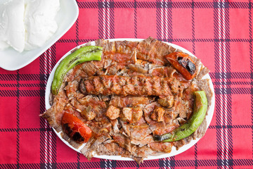 mixed kebab served on plate