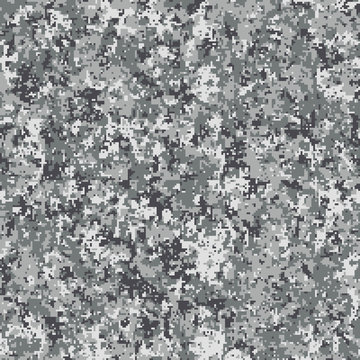 Seamless pattern. Abstract military camouflage background. Gray color for urban streets. Made from geometric square shapes.