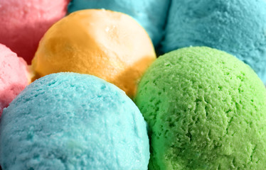 Ice cream scoops collection, closeup