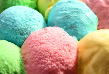 Ice cream scoops collection, closeup