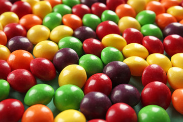 Delicious colorful candies as background