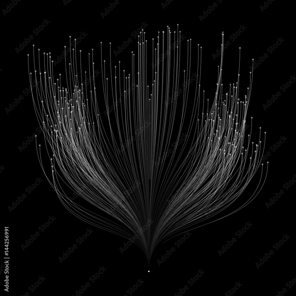 Wall mural abstract vector grayscale mesh background. bio luminescence of tentacles. futuristic style card. ele