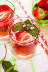 Strawberry Lemonade Drink. Selective focus.