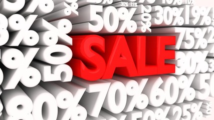 3D Sale word and percentage discount signs