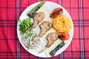 Turkish style cooked cutlet meat served on table