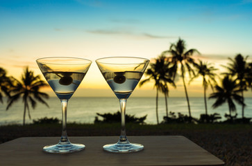 Cocktail drinks on the beach. 