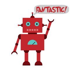 Vector illustration of a toy Robot and text Fantastic!