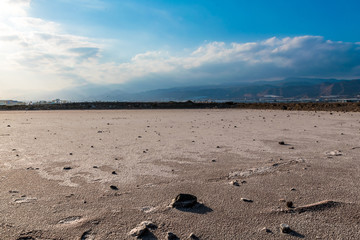 dried surface of salt after water evaporated