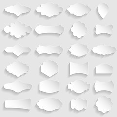 Set of vector volumetric vintage frames with shadows. White paper cut frames.