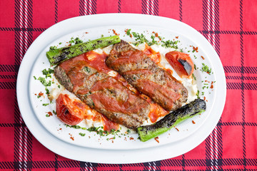 Turkish Kebab served with yogurt