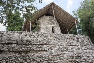 Fototapeta na wymiar ancient stone structure at Coba Mayan Ruins, Mexico