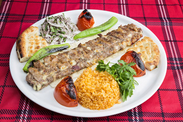 Turkish kebab served on the plate