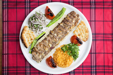 Turkish kebab served on the plate