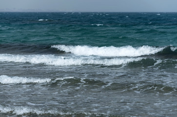 Beautiful sea or ocean waves rolling to shore
