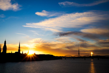 Sunrise over old city