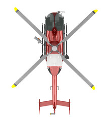 rescue helicopter top view isolated on white 3d rendering © petrovk