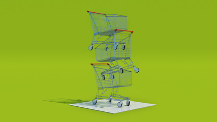 Empty shopping cart, 3d rendering