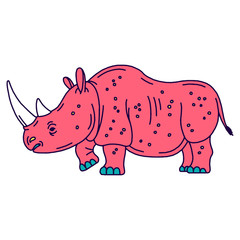 Cartoon mascot rhinoceros isolated