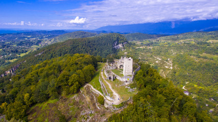 Fototapeta na wymiar Aerial view on Anacopia fortress and Iverian Mountain
