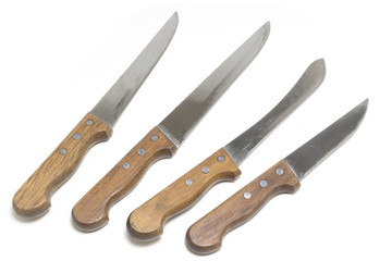 Kitchen knives isolated on white background