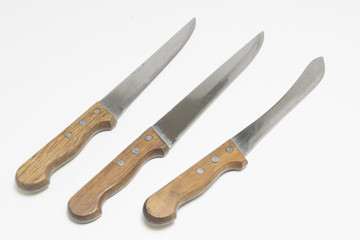 Kitchen knives isolated on white background