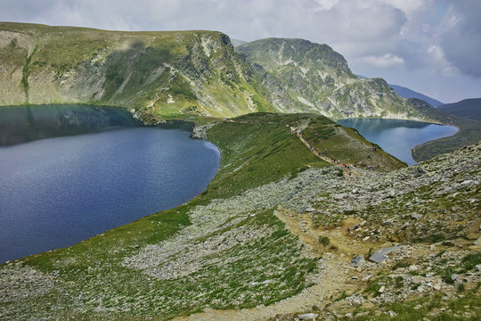 Amazing Landscape of The Kidney and The Eye lakes, The Seven Rila Lakes, Bulgaria