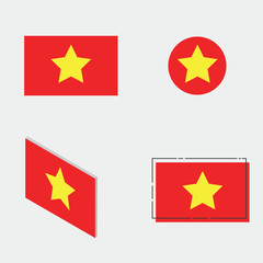 Timur les te flag with flat, circle, isometric and line design