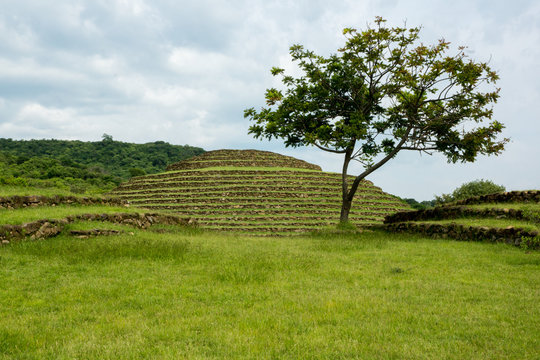 Guachimontones or Huachimontones round pyramids in Teuchitlan