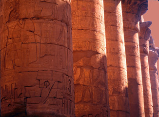 Colossal columns with hieroglyphics