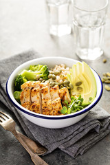 Grain and grilled chicken bowl for lunch