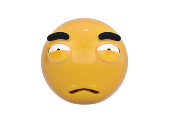 Disappointed face emoticon.3D illustration.