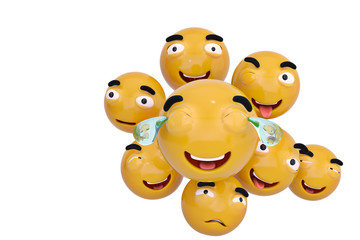 Emojis icons with facial expressions social media concept isolated white.3D illustration.