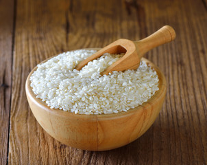 japan rice in  bowl on wooden