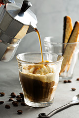 Coffee affogato with vanilla ice cream