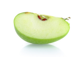 half green apple on white background
