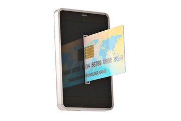 Credit card and mobile phone.3D illustration.