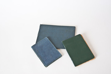 Old papers in cover on white background