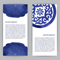 Vector design template with ornamental elements in asian style. For flayer, brochure, coupon, ticket, banner, invitation, rack card or webdesign. Place for your text. Watercolor.