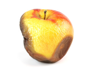 rotten apple isolated on white background