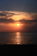 Calm sea at sunset, sea landscape