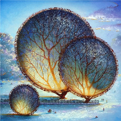 Web Art - real oil painting vectorized for printing or digital using